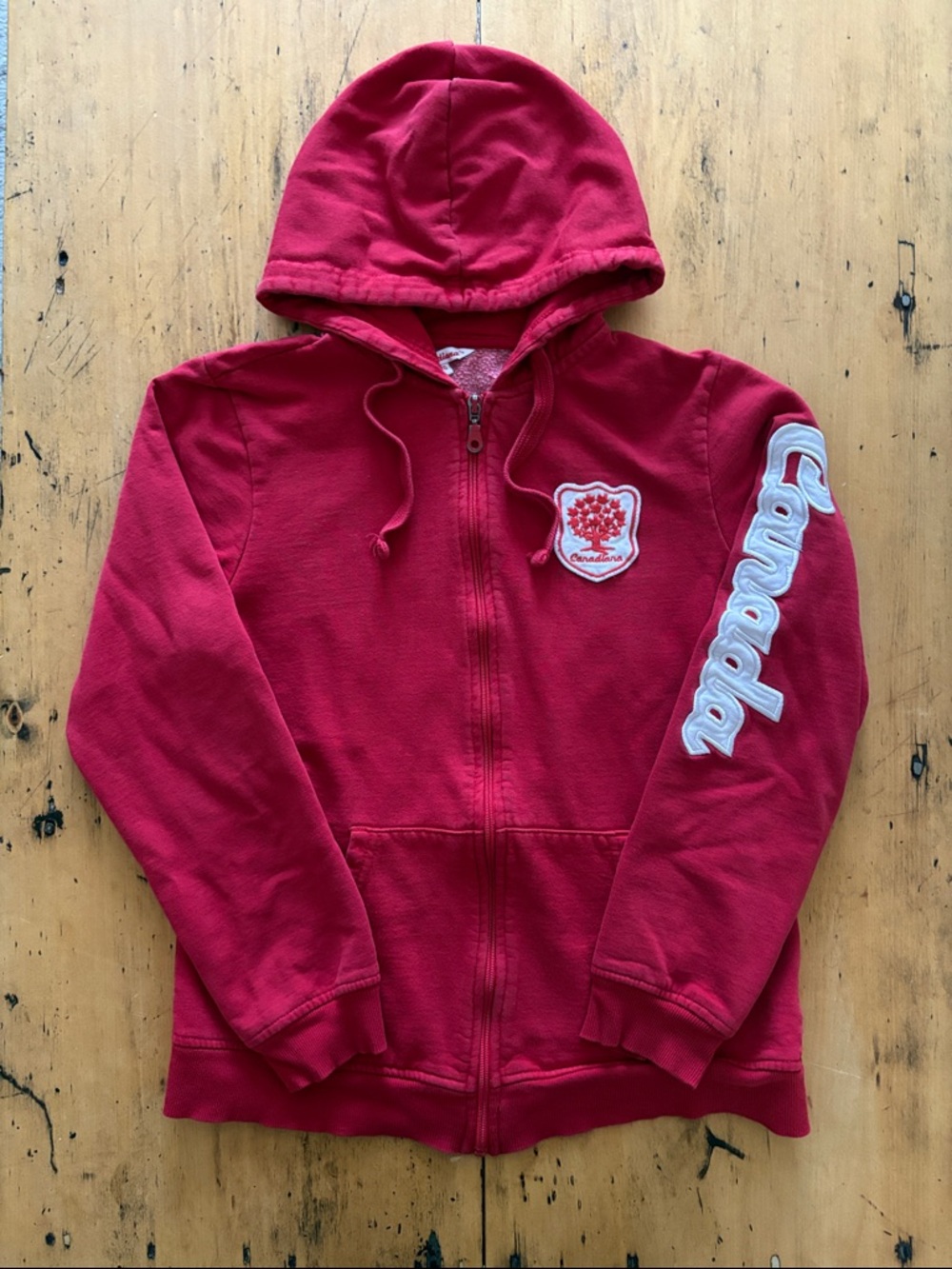 Kids Red Hooded Zip-Up Canada Sweatshirt
